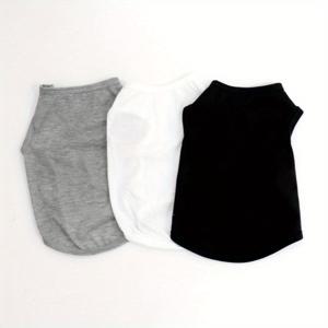 TEMU 3개 세트 강아지 옷, 펫 풀오버, 강아지 티셔츠, 컬러풀 솔리드 조끼, 고양이 여름 민소매 티, 얇은 강아지 & 고양이 티셔츠, 펫 의류