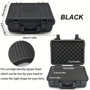 TEMU 1개 튼튼한 플라스틱 하드 쉘 보관 케이스 | 다기능 전자 장치 보관 상자, 충격 방지 및 충격 완화, 드론, 카메라, 렌즈, 오디오-비디오 장비 및 추가 장비에 적합, 간편한 포장용 사각형 미리 재단 포함