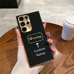 TEMU 갤럭시 S22 S23 S24 S25 울트라 플러스용 맞춤형 이니셜 가죽 패턴 폰케이스 - 개인화된 이름 가죽 케이스 DIY 커버