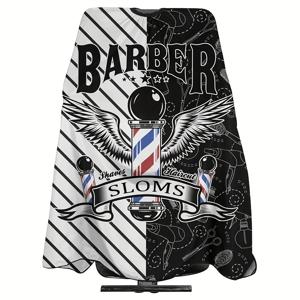 TEMU 전문가용 바버 앞치마 - 내구성 있는 폴리에스터 섬유 헤어컷 케이프, 살롱 품질, 세련된 블랙 & 화이트 디자인, 조절 가능한 목 사이즈, 커팅 및 스타일링에 적합한 미용실 도구 | 패션