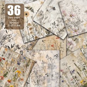 TEMU 프랑스 신문 레이어와 야생화 디자인, 클래식 잉크 일러스트가 특징인 콜라주 용지. 찢어진 모서리와 따뜻하고 부드러운 색상이 돋보이는 제품입니다. 빈티지 콜라주, 프랑스 스타일 배경에 적합합니다.