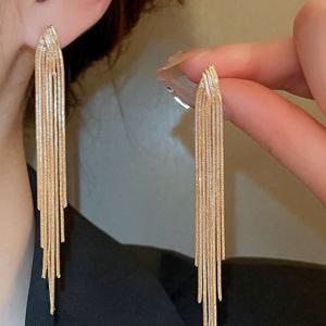 TEMU 여성을 위한 심플한 과장된 디자인 긴 술 귀걸이 1쌍, 데일리웨어용