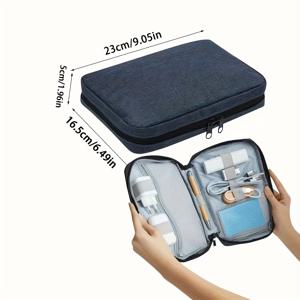 TEMU 다중 레이어 휴대용 여행용 정리 및 보관 가방, 충전기 헤드, 케이블, 휴대폰, 헤드폰, USB 드라이브, 모바일 드라이브 및 기타 수하물 정리용 가방에 적합한 데이터 케이블 보관 가방