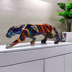 TEMU 레진 표범 조각상, 예술적인 홈 & 주방 장식품, 창가 디스플레이 오너먼트, 다양한 공간에 어울리는 테이블탑 데코, 사계절 스타일, 크리스마스·어버이날·새해 선물로 완벽한 수집용 피규어