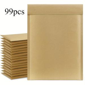 TEMU 천연 크라프트 버블 메일러 99개입, #0 사이즈, 소규모 비즈니스 배송에 적합. 이 갈색 패딩 봉투는 자체 접착식, 찢김 방지 기능이 있으며, 보석 및 화장품 용품 대량 배송에 완벽합니다.