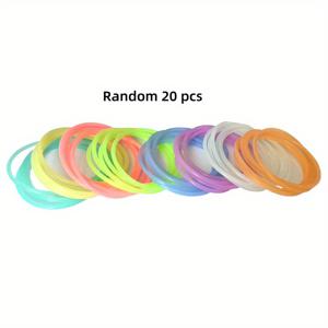 TEMU 20개/30개 캔디 컬러 고무 밴드 팔찌 실리콘, 전기 없이 마법의 발광 헤어 타이 고무 팔찌, 머리끈, 형광 팔찌