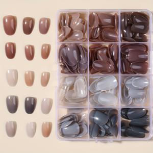 TEMU 288개 12색 풀커버 아크릴 인조네일 - 여성용 DIY 네일아트 세트 (보관함 포함)