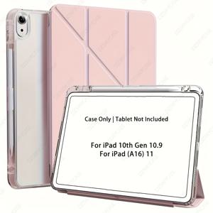 TEMU 아이패드 (A16) 11세대 11인치 2025용 케이스, 아이패드 10세대 10.9인치 2022용 Y자형 스탠드 케이스, 펜슬 홀더가 있는 슬림하고 스타일리시한 투명 아이패드 케이스, 다중 각도 접이식 커버