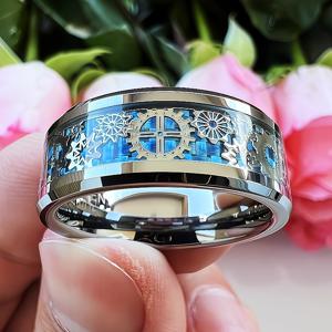 TEMU 1 스팀 에이지 펑크 스타일 반지 - 튼튼한 스테인리스 스틸, 복잡한 기계식 기어 디자인, 패션 유니크 우드 그레인 패턴 - 패션 기념일 선물 주얼리 (남성/여성)