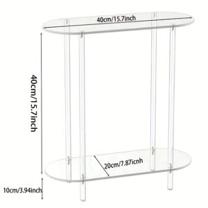 TEMU 2단 타원형 아크릴 콘솔 테이블, 소형 현관 테이블, 소파, 복도, 복도, 거실에 적합한 투명 테이블, 조립 용이