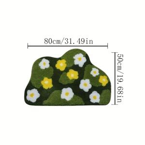 TEMU 모조 캐시미어 1000G + 10Mm 그린 모스 욕실 변기 미끄럼 방지 카펫 스위트 레터 거실 플러시 카펫 프레시 플라워 침실 장식 침대 옆 카펫 목가풍 클로크룸 라운지 카펫 가정 현관 도어 매트