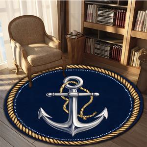 TEMU 1개 네이비 블루 앵커와 로프 패턴 라운드 바닥 매트, 쉽게 청소 가능한 대형 매트, 거실/침실/주방/발코니/식당/복도/사무실에 적합, 홈 데코, 야외 매트, HKStorage