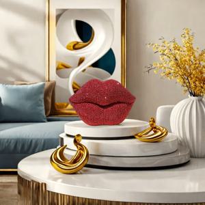 TEMU 1개 섹시한 레드 립스 조각상, 홈 거실, 사무실, 침실, 호텔, 레스토랑, 욕실 장식, 웨딩 장식, 크리스마스 선물, 부활절 선물, 발렌타인데이 선물, 어머니날 및 기타 휴일 선물용