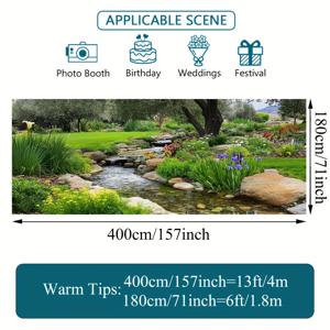 TEMU 1개 2D 평면 인쇄 선 정원 계류 풍경 차고 문 배너, 러스틱 야외 장식용 대형 패브릭 커버 - 바비큐 및 가족 모임 및 야외 행사에 적합