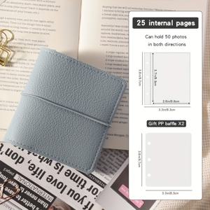 TEMU 미니 가죽 포켓 사진 앨범, 25페이지의 50페이지 미니 앨범, 3링크 투명 사진 카드 바인더, 아이돌 사진, 유명인 사진, 커플 사진을 위한 휴대용 저장 컬렉션, 3인치 사진 책, 고품질의 여백 앨범