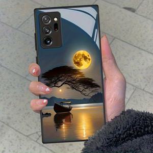 TEMU 휴대폰 케이스 - 삼성 갤럭시 S25, S24, S23, S22, S21, S20 및 다양한 A 시리즈 모델을 포함한 야광 달 패턴 강화 유리 휴대폰 케이스. 15가지 다양한 모델이 있는 스타일리시하고 창의적인 커플 디자인