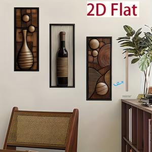 TEMU 2D 플랫, 3pcs 2D Flat 리얼리스틱 우드벽아트 - 모던 레트로 스타일 수제목재 월데코 with 기하학적 & 추상디자인, 침실/거실/현관용 벽걸이 홈데코 (전기 불필요), 나무장식품, Entryway Enhanment, 천연텍스처 Highlight, 2D Flat Halloween Christmas Decorations