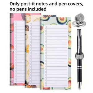 TEMU 2개 세트 자석 쇼핑 리스트 패드: 50장 분리형 종이, 자석 쇼핑 리스트, 자석 메모장, 냉장고 자석 펜 홀더 - 성인용 분리형 냉장고 메모 및 일정 관리, 펜 미포함