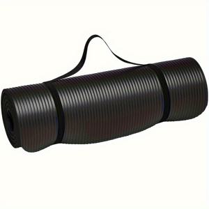 TEMU 휴대용 스트랩이 있는 고밀도 충격 흡수 운동 매트, 요가, , 피트니스 및 댄스에 적합 - 매우 두껍고 미끄럼 방지 NBR 요가 매트로, 내구성이 뛰어나고 단색으로 제공됩니다.