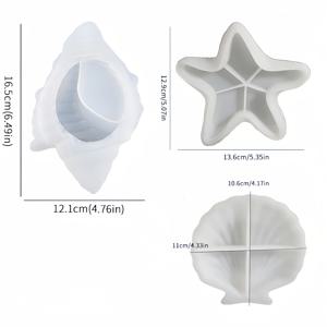 TEMU 별모양, 조개, 호록 트레이용 실리콘 몰드 3개, 바다 테마 석고 몰드, 레진 실리콘 주얼리 공예품, 바다 테마 양초 홀더 몰드, 가정 장식용 콘크리트 장식 실리콘 몰드, 트레이 제작용 실리콘 몰드