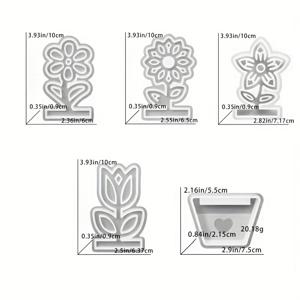 TEMU DIY 레진 실리콘 주얼리 몰드 세트 - 홀로우 플라워 프레임 에폭시 몰드, DIY 화분 장식 실리콘 몰드, 수제 석고 튤립 패널 몰드, 홈 데코 제작 용품