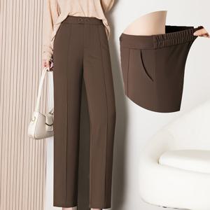 TEMU 여성용 신축성 있는 캐주얼 수트 바지 아우터웨어, 봄/여름 하이웨이스트 스트레치 루즈핏 레그 정장 드레스 팬츠, 배 型的 몸매 보정 당근 할레퀸 팬츠, 드레이프드 트라우저, 고급 캐주얼 긴 바지