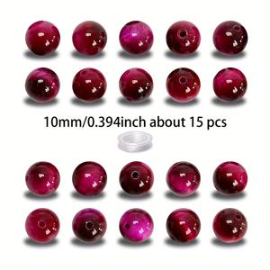 TEMU 4/6/8/10mm 천연 로즈 타이거아이 보석 40/30/20/15개, 원형 루즈 스톤 스페이서 비즈, DIY 주얼리 제작용, 스타일 팔찌, 목걸이 제작용, 장식용 구슬, 구슬 모음, 수공예품 제작용, 아버지의 날 선물, 완벽한 생일 선물, 크리스마스, 할로윈 및 기타 휴일 선물 제작용 액세서리 (고무줄 1롤 포함)