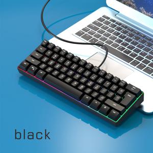 TEMU 화이트 60% 휴대용 게이밍 키보드 | 블랙 RGB 백라이트, 미니 사이즈, 61키, USB 플러그 앤 플레이, 게이머 및 타이피스트에게 적합