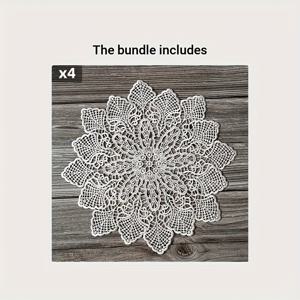 TEMU 새로운 레이스 꽃무늬 자수 플레이스매트, 코스터, 테이블 매트 4개/1개, 레스토랑 주방 테이블 장식용, 결혼식, 크리스마스, 파티 장식용 식탁보, 데스크탑 장식 매트, 새해 식탁보