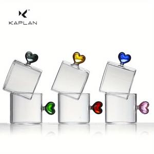 TEMU 카플란 6개입 하트 핸들 소형 우유컵, 컬러풀 핸들 유리 찻잔, 투명 유리 커피&우유컵, 추수감사절, 할로윈, 크리스마스 선물용