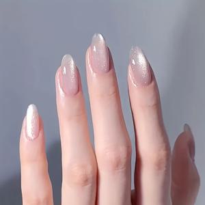 TEMU 30개입 연분홍색 짧은 아몬드 프레스온 네일 - 광택 마감, 파티·웨딩·특별한 날을 위한 자연스러운 손톱 - 쉽게 붙이는 내구성 좋은 귀여운 네일, 파티 액세서리, 웨딩용품, 고품질 프레슨, 뷰티 애호가를 위한 네일 소품