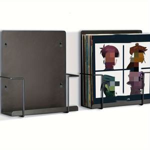 TEMU 1개 블랙 바이닐 레코드 보관 및 전시대, 간단한 벽걸이형 CD/DVD 레코드 랙 - 30장 수납 가능