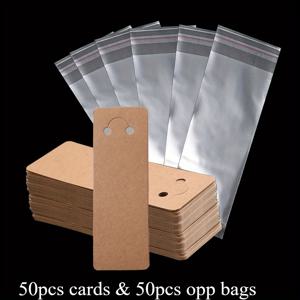 TEMU 50개 카드 & 50개 OPP 백 보석 포장 및 디스플레이 세트, DIY 키체인, 폰 체인 포장용 - 결혼식, 파티, 크리스마스, 새해 선물 가방에 적합