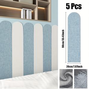 TEMU 5개입 고급 패브릭 아트 충돌 방지 홈 데코 벽지, 35.43In*7.87In 벽면 스커트 침대 스커트 벽 패널, 떼어내어 붙이는 방식, 단독으로 디자인을 쉽게 완성, 방수 및 내마모성, 스크럽 가능 및 유지 관리 용이