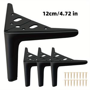 TEMU 4개 검정색 메탈 가구 다리, 장식용 컷아웃 패턴 - 침대대, TV 스탠드, 커피 테이블, 소파 & 침대용 교체 발 - 튼튼하고 설치 용이