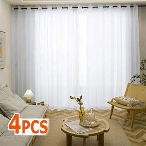 TEMU 4개/세트-시스루 커튼 - 침실/거실용 가정 장식 아일렛 창문 커튼, 빛 필터링 기능 포함