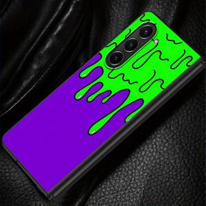 TEMU 휴대폰 케이스 - 삼성 갤럭시 폴드 시리즈 호환 휴대폰 케이스 (폴드3, 폴드7, 폴드5, 폴드6, 폴드4, Z 폴드 모델 7, 6, 5, 4, 3 포함), 그린 & 퍼플 믹스 디자인