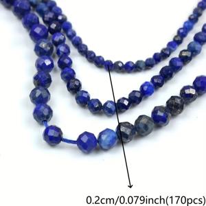 TEMU 천연 라피스 라즐리 소재의 루스 라운드 비즈, 2/3/4mm 사이즈, 다면체 블루 스톤, 수제 목걸이 및 팔찌 제작에 적합, 15인치 세트로 제공