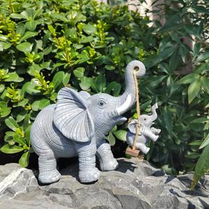 TEMU 재미있는 엄마와 코끼리, 창의적인 야외 정원 장식, 동화 세계 장식 동물, 사려 깊은 선물, 수제 레진 공예품