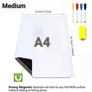 TEMU 자석 자체 접착 화이트보드, DIY 화이트보드 스티커, 마커 3개와 스펀지 지우개 1개 포함, 학교 사무실 가정용, 둥근 모서리