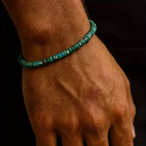 TEMU 1개, 녹청색 터키석 비즈 팔찌, 남성용 팔찌, 여성용 천연석 팔찌, 어버이날, 스승의 날, 추수감사절, 부활절, 할로윈, 크리스마스 및 기타 축제에 이상적인 선물