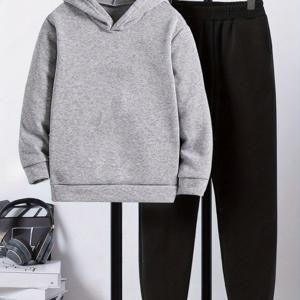 TEMU 2개 세트 '후드티와 팬츠 - 기계 세탁 가능한 폴리에스터, 후디가 있는 바지 조합 & 일상/정장용 이벤트 - 가을/겨울 의류, Casual Wear, 야외활동복, 단색 아웃핏, 부드러운 소재, 편안한 원단, 긴팔 후드티, 남성&여성의 옷, 야외에서 완벽