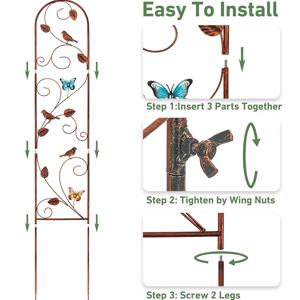TEMU 클라이밍 식물용 싱글 메탈 정원 트렐리스, 야채 및 꽃 덩굴 장식용, 야외 장식에 적합