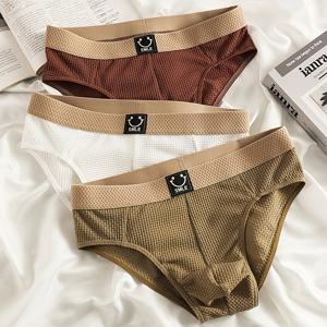 TEMU 3피스 남성 아이스 섬유 원단 삼각 속옷 대비 웨이스트밴드 레터 트렌디 속옷 통기성 편안한 탄성 스포츠 반바지