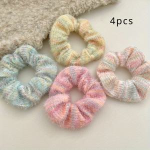 TEMU 가을/겨울용 플러시 포니테일 홀더 4개, 여성용 헤어 타이, 소매형 고급 헤어 고무줄