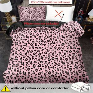 TEMU 핑크 동물 프린트 이불 커버 세트 킹/퀸 사이즈 침구 세트 퀼트 장식 침실 게스트룸 세탁 가능 폴리에스터 섬유 생일 선물 (이불 커버 1개 + 베개커버 1/2개 포함, 퀼트 코어 미포함)