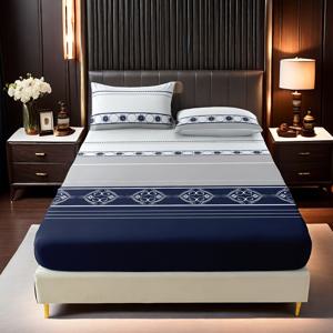 TEMU 매트리스 커버 3종 세트: 매트리스 커버 1개 + 베개 커버 2개, 새로운 중국 스타일, 풀 커버리지 미끄럼 방지 및 방진 매트리스 보호대. 학생 기숙사/작고 큰 침실/호텔에 적합. 사계절 사용. 충전재 없음. 가정 및 주방 용품 > 침구 > 침대 시트, 매트리스 커버 및 베개 커버 > 침대 시트, 매트리스 커버 및 베개 커버 세트