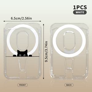 TEMU 인기 캐릭터 고양이 디자인의 다양한 색상 멀티 PC 자석 카드홀더, 1-2장 수납 가능