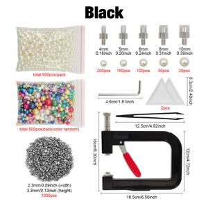TEMU 수동 세팅기 키트 포함 4-10mm 무타공 ABS 진주 리벳 구슬 세트 1000개 - 모자/신발/가방/의류 액세서리/가죽공예용 플라스틱 구슬 리벳 스터드 못 고정 세트