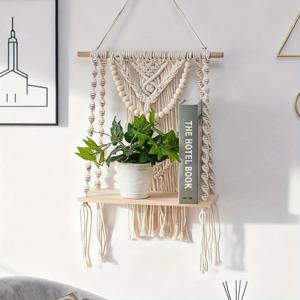 TEMU 1개 스타일 벽걸이 선반, 수제 직조 벽걸이 디스플레이 랙 - 행잉 플랜터 스탠드, 거실, 침실, 발코니, 정원, 현관 장식용, 아이템 배치 보관 랙, 홈, 호텔, 게스트하우스 필수 벽걸이 액세서리, 노르딕 스타일 벽 장식